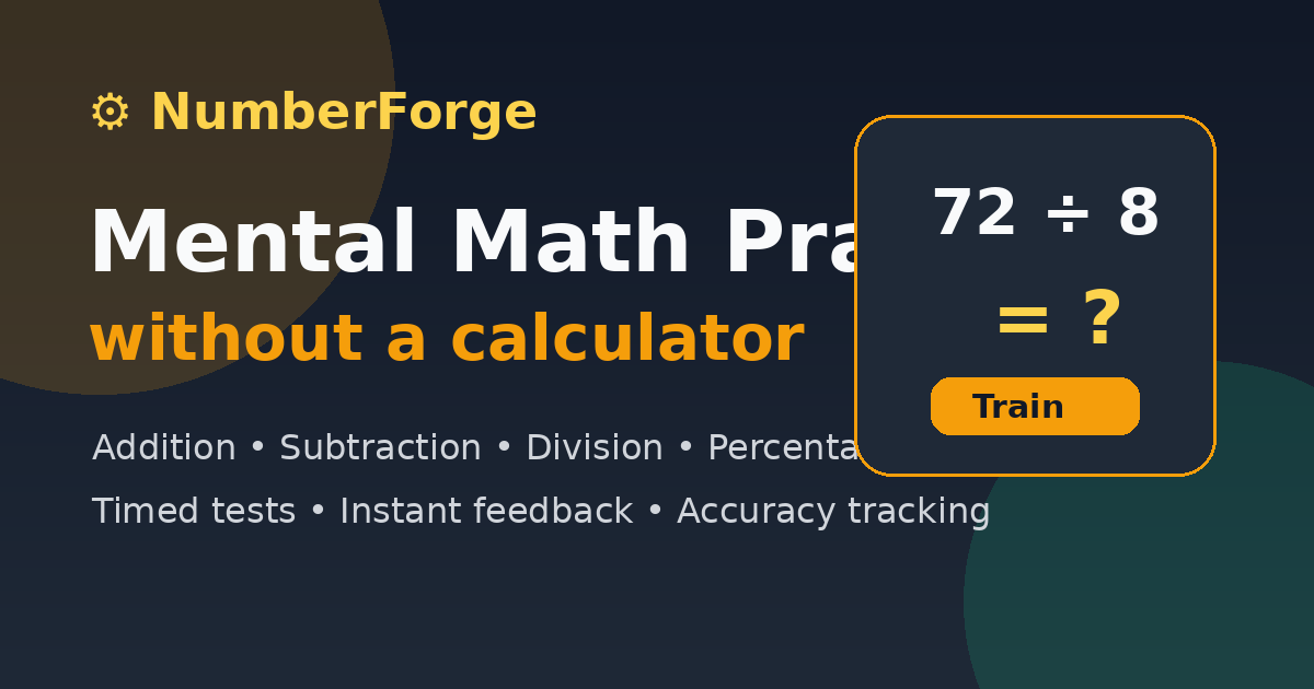 Psychological Math Test Sample Mental Math Without Calculator | Free Mixed Practice